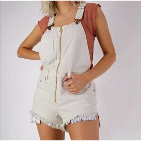 (Sold) Free People Sunkissed Denim Shortall Short - Picture 4 of 7
